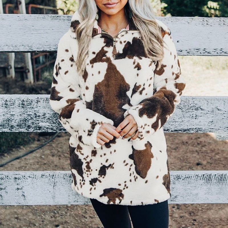 Cow Print Sherpa